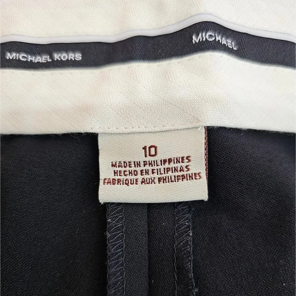 Michael Kors Black Straight Leg Pocketed Wool Blend Pants Size 10